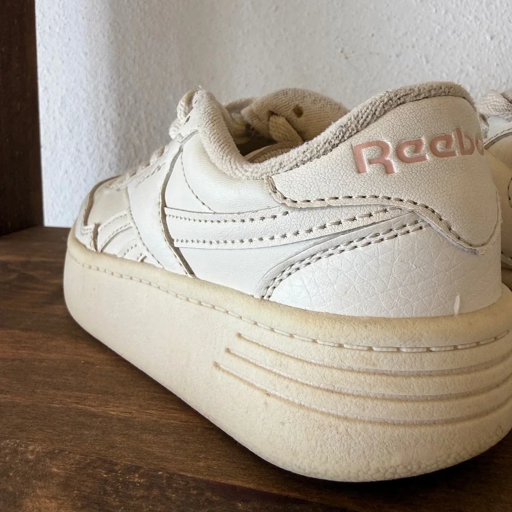 Reebok Club C Double Geo Kids Platform Sneakers White Pink Size 11